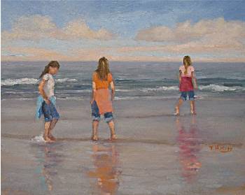 Three Girls Wading